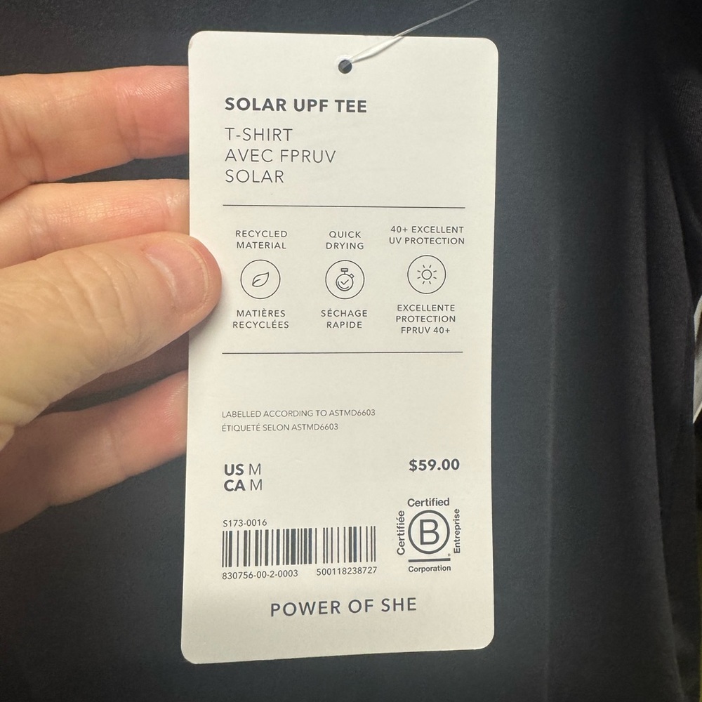 Athleta Solar UPF Tee in Black Size Med NWT Retail $59 - Picture 7 of 8